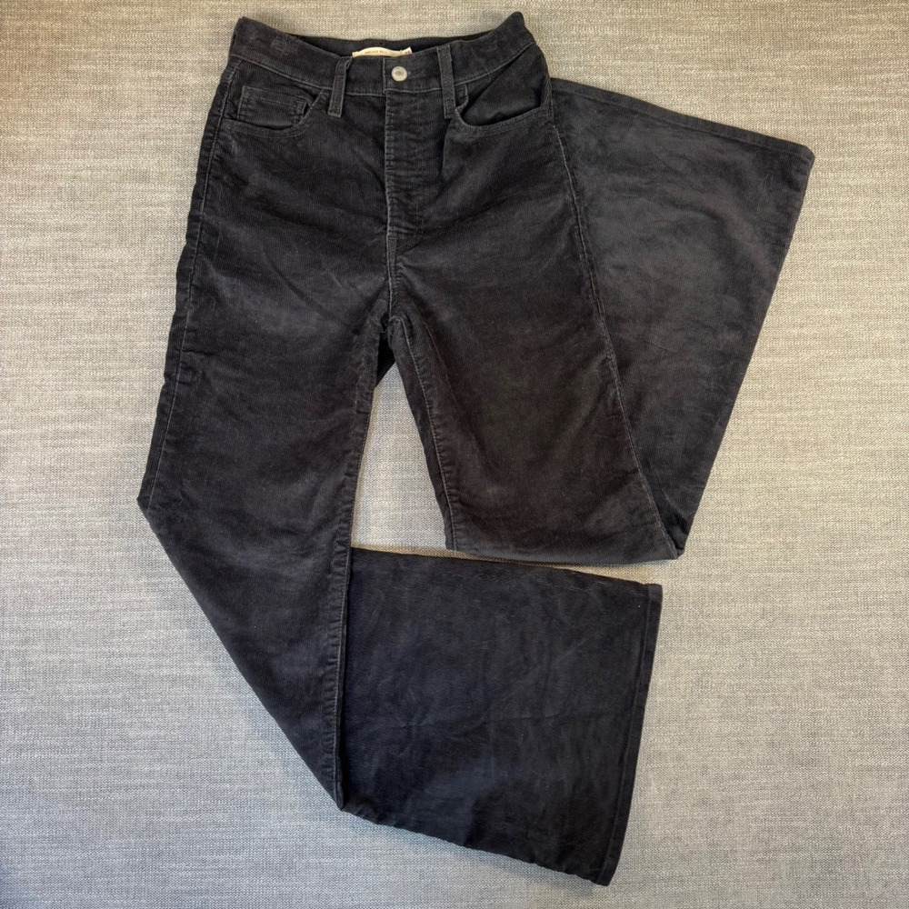 Levi's Ribcage Bell Corduroy Pants Women's 25x31 Black High Rise Flare